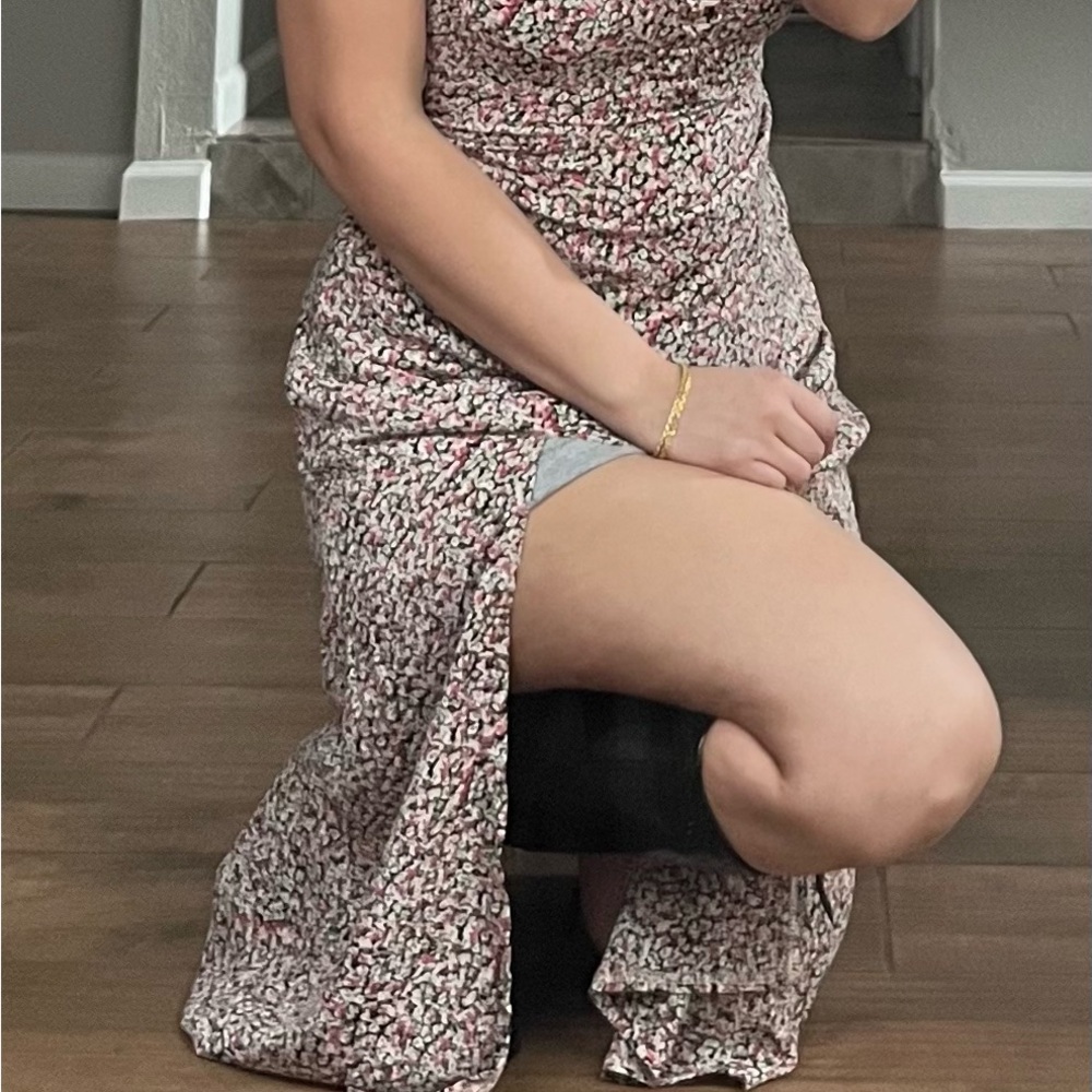 Missguided Cream and Brown Sleeveless Midi Sundress